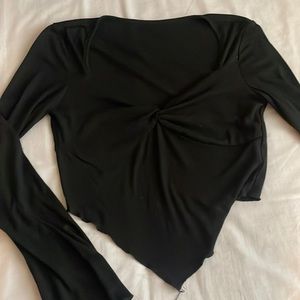 Lettuce sleeve cropped top